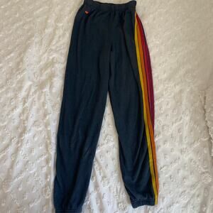 Aviator Nation Kids Youth Size 14 Sweatpants Classic Five Stripe Charcoal
